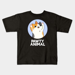 Pawty Animal Cute Party Animal Cat Pun Kids T-Shirt